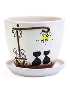 Горшок для цветов «Вечер», 1 л, d=15 см, h=13 см, с поддоном, керамика, белый - Фото 2