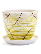 Горшок для цветов «Тропики », 1 л, d=15 см, h=13 см, с поддоном, керамика, белый - Фото 2