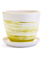 Горшок для цветов «Тропики », 1 л, d=15 см, h=13 см, с поддоном, керамика, белый - Фото 3