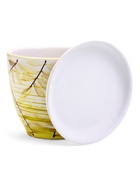 Горшок для цветов «Тропики », 1 л, d=15 см, h=13 см, с поддоном, керамика, белый - Фото 5