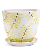 Горшок для цветов «Тропики », 5 л, d=22 см, h=19.5 см, с поддоном, керамика, белый - Фото 2