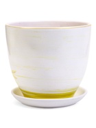 Горшок для цветов «Тропики », 5 л, d=22 см, h=19.5 см, с поддоном, керамика, белый - Фото 3