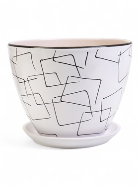 Горшок для цветов «Иллюзия», 8 л, d=30 см, h=23 см, с поддоном, керамика, белый