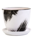 Горшок для цветов «Штрих», 1 л, d=15 см, h=13 см, с поддоном, керамика, белый - Фото 2