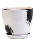 Горшок для цветов «Штрих», 2.5 л, d=19 см, h=17 см, с поддоном, керамика, белый - Фото 2