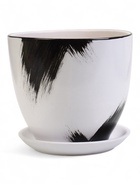 Горшок для цветов «Штрих», 5 л, d=22 см, h=19.5 см, с поддоном, керамика, белый - Фото 2