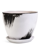 Горшок для цветов «Штрих», 8 л, d=30 см, h=23 см, с поддоном, керамика, белый - Фото 2