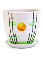 Горшок для цветов «Азия», керамика, с поддоном, набор 4 шт.: 400 мл, 1 л, 2.5 л, 5 л - Фото 2