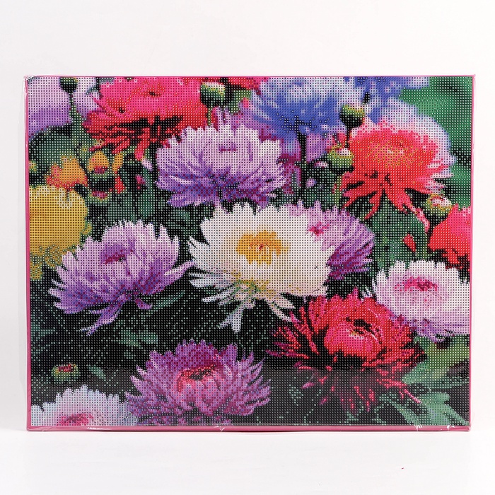 УЦЕНКА Алмазная вышивка полное заполнение «Астры», на раме, 40×50 см - Фото 1