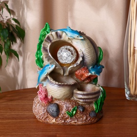 УЦЕНКА Фонтан «Дельфины» ракушки, 11×16×24 см (с подсветкой) 10916352