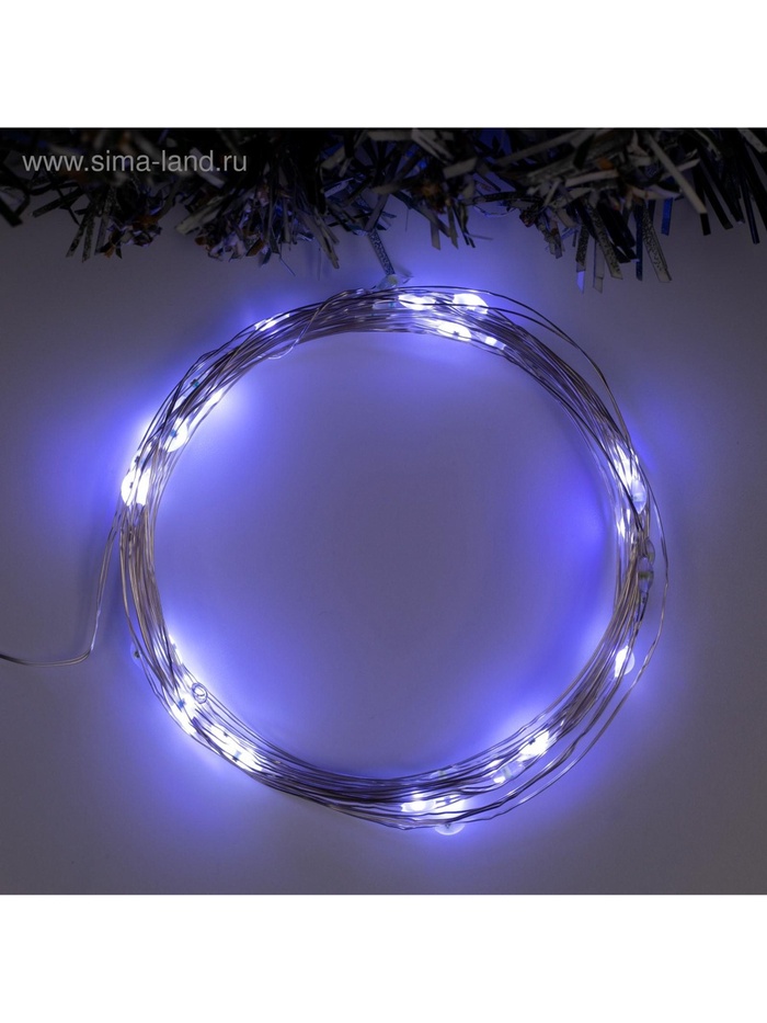 УЦЕНКА НИТЬ ROSA. IP20, 5 м, Н.С. LED(1608)-50-4.5V, ААx3, мерцание 100% (в цвет), БЕЛЫЙ - Фото 1