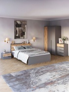 Кровать односпальная «Йорк», спальное место 900×2000 мм, цвет серый шифер/дуб делано - фото 50356825