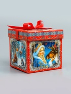 Подарочная новогодняя коробка крышка-дно с атласной лентой 17?17?17 см (комплект 2 шт) - фото 51142182