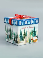 Подарочная новогодняя коробка крышка-дно с атласной лентой 17?17?17 см (комплект 2 шт) - фото 51142187