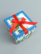 Подарочная новогодняя коробка крышка-дно с атласной лентой 17?17?17 см (комплект 2 шт) - фото 51142188