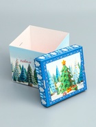 Подарочная новогодняя коробка крышка-дно с атласной лентой 17?17?17 см (комплект 2 шт) - фото 52743525