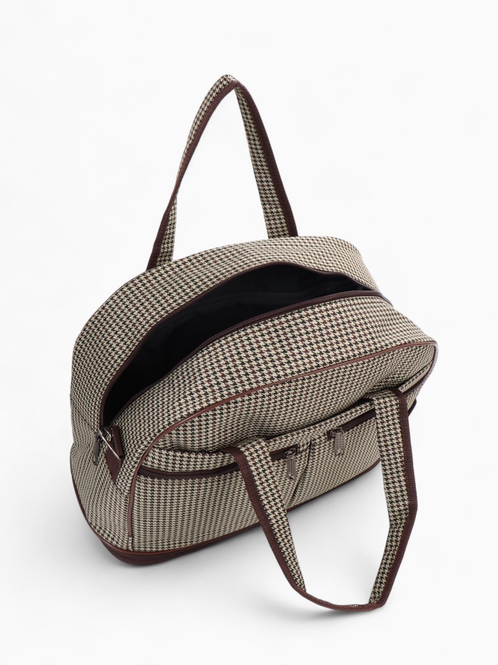 Сумка дорожная Lucky Mark на молнии, 3 наружных кармана, с увеличением, длинный ремень, бежевый/коричневый