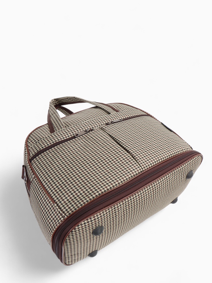 Сумка дорожная Lucky Mark на молнии, 3 наружных кармана, с увеличением, длинный ремень, бежевый/коричневый