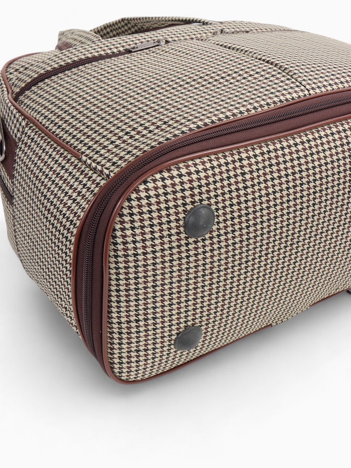 Сумка дорожная Lucky Mark на молнии, 3 наружных кармана, с увеличением, длинный ремень, бежевый/коричневый