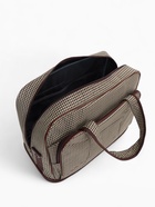 Сумка дорожная на молнии, наружный карман, длинный ремень, бежевая/коричневая - Фото 13