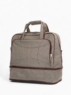 Сумка дорожная на молнии, наружный карман, длинный ремень, бежевая/коричневая - Фото 8