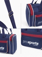 Сумка спортивная Lucky Mark, на молнии, 3 наружных кармана, длинный ремень, синяя/бордовая - Фото 4