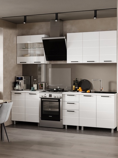 Кухонный гарнитур прямой «Дина», 2000×600 мм, цвет белый глянец