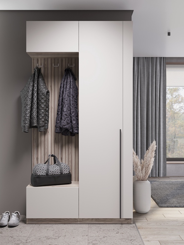 Прихожая «Урбан ПР – 01», 1202×2293×372 мм, цвет дуб смоки/кашемир - Фото 1