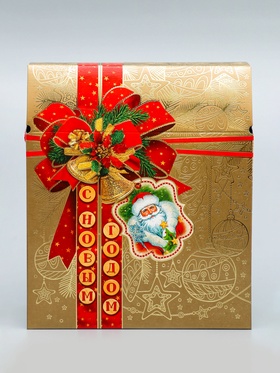 Коробка подарочная новогодняя «Золотая сумка» 21.5×25.6×11 см