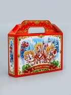 Коробка подарочная новогодняя «Тройка» красная 26×23×7 см - фото 6593384