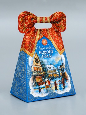 Коробка подарочная новогодняя «Пакет с бантом» 18×12×27.7 см