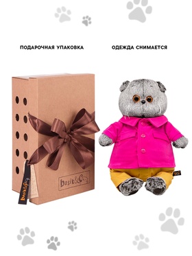Мягкая игрушка «Кот Басик» в яркой курточке, 22 см