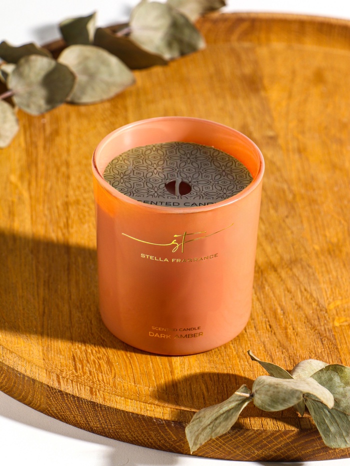 Ароматическая свеча Stella Fragrance 160 г, Dark Amber - Фото 1