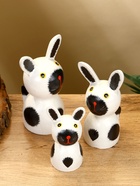 УЦЕНКА Набор сувенирный «Зайки» дерево H 14, 12, 9 см, цв. бело-чёрный 10916895