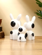 УЦЕНКА Набор сувенирный «Зайки» дерево H 14, 12, 9 см, цв. бело-чёрный 10916895