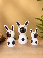 УЦЕНКА Набор сувенирный «Зайки» дерево H 14, 12, 9 см, цв. бело-чёрный 10916895