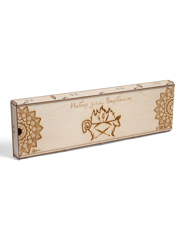 Коробка для набора барбекю, 74×23×5 см, деревянная, прямоугольная