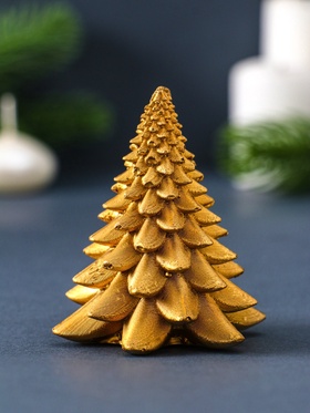Свеча декоративная «Ёлочка» 6?6?7 см, золотой (комплект 2 шт)
