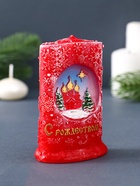 Свеча фигурная "Снежное Рождество" 7х4х10,5 см, цв. красный 10911575 - фото 16948485