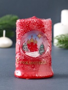 Свеча фигурная "Снежное Рождество" 7х4х10,5 см, цв. красный 10911575 - фото 16948488