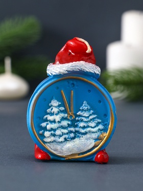 Свеча декоративная «Будильник новогодний» 5.5×3×8 см, голубой