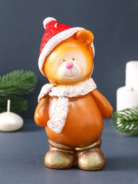 Свеча декоративная «Мишка в красной шапке» 8×8×17.5 см