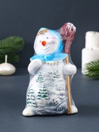 Свеча декоративная «Снеговик с метлой» 8×6.5×14 см, голубой 10911582