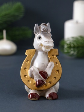 Свеча декоративная «Лошадка с подковой» 5.5×6×9 см, серебро