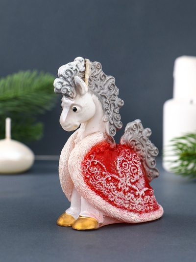 Свеча декоративная «Лошадка с попоной» 8.5×4×11 см, серебро