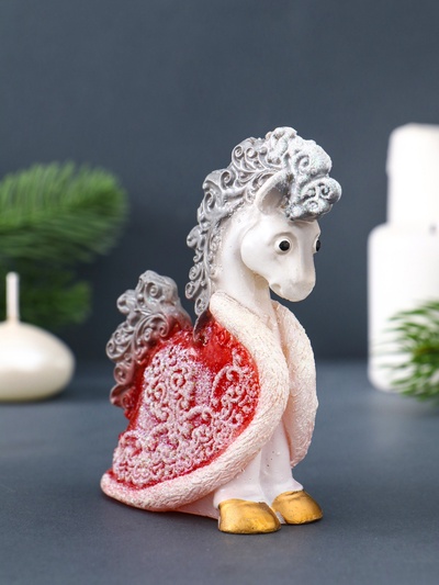 Свеча декоративная «Лошадка с попоной» 8.5×4×11 см, серебро