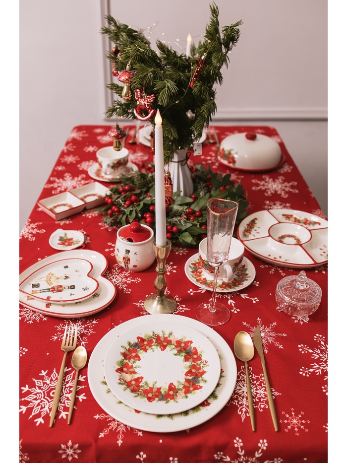 Тарелка Доляна «Новогоднее настроение», d=20.5 см, фарфор, белая - фото 117878228