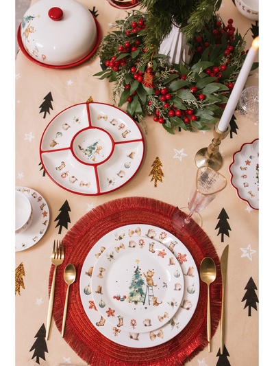 Тарелка новогодняя Доляна «Волшебный праздник», d=25.5 см, фарфор, белая