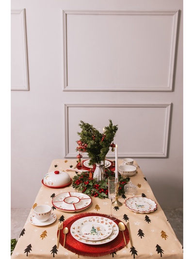 Тарелка новогодняя Доляна «Волшебный праздник», d=25.5 см, фарфор, белая