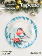 Тарелка новогодняя Доляна «Зимний вечер», d=20.5 см, фарфор, белая - Фото 1